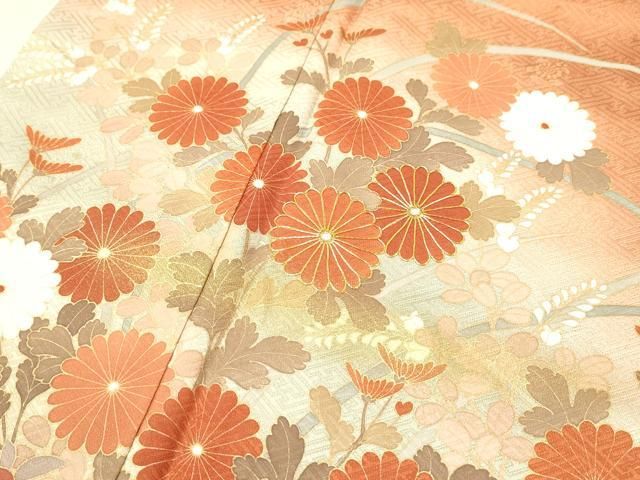 【高級訪問着】駒刺繍　草花文　暈し染め　金彩 やまと誂製 正絹No.156❤️ 平和屋着物○訪問着 駒刺繍 地紙草花文 暈し染め 金糸 金彩 正絹