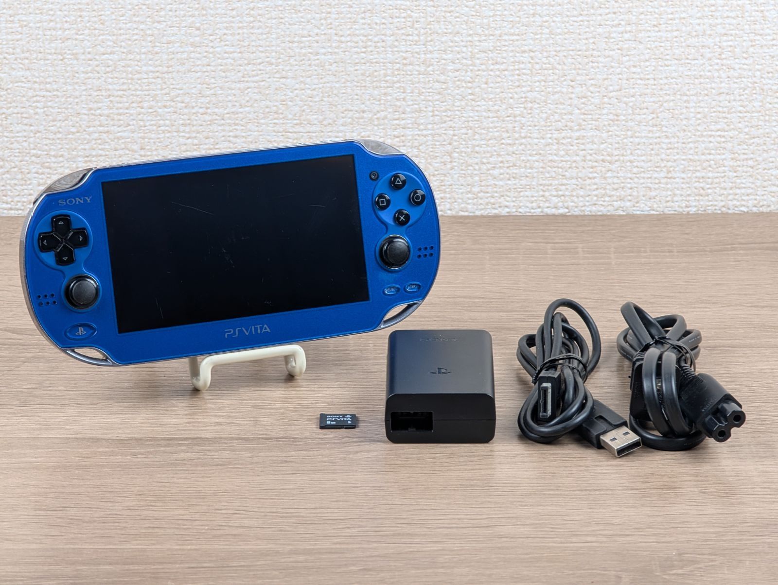 色 SONY PS Vita PCH-1000 サファイアブルー 本体 有機ELモデル すぐ遊べるセット 動作良好 保護フィルム 純正充電器付