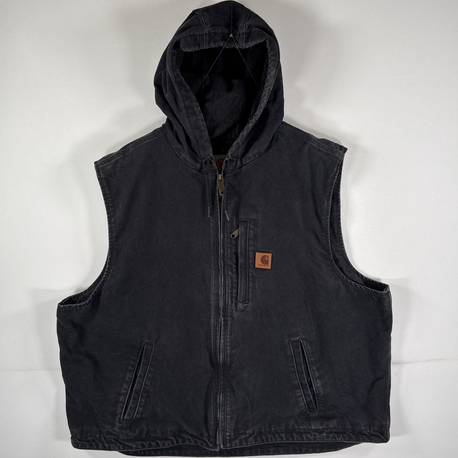 カーハート ベスト ブラック 古着 鬼フェード Carhartt ダックベスト