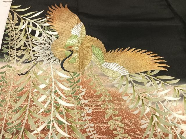 平和屋着物＃羽織　寿光織　舞菊文　黒地　金銀糸　正絹　逸品　CAAV5627id 平和屋着物＃羽織 寿光織 舞菊文 黒地 金銀糸 正絹 逸品 CAAV5627id