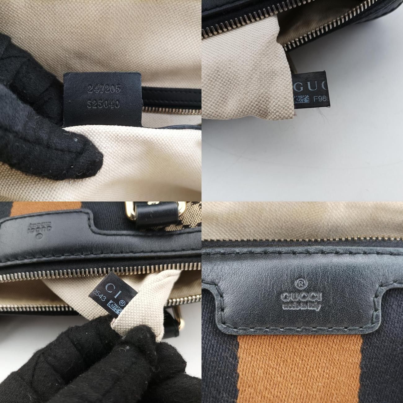 グッチGucciシェリーラインベージュ×ブラック×ブラウンファブリック247205F9862543