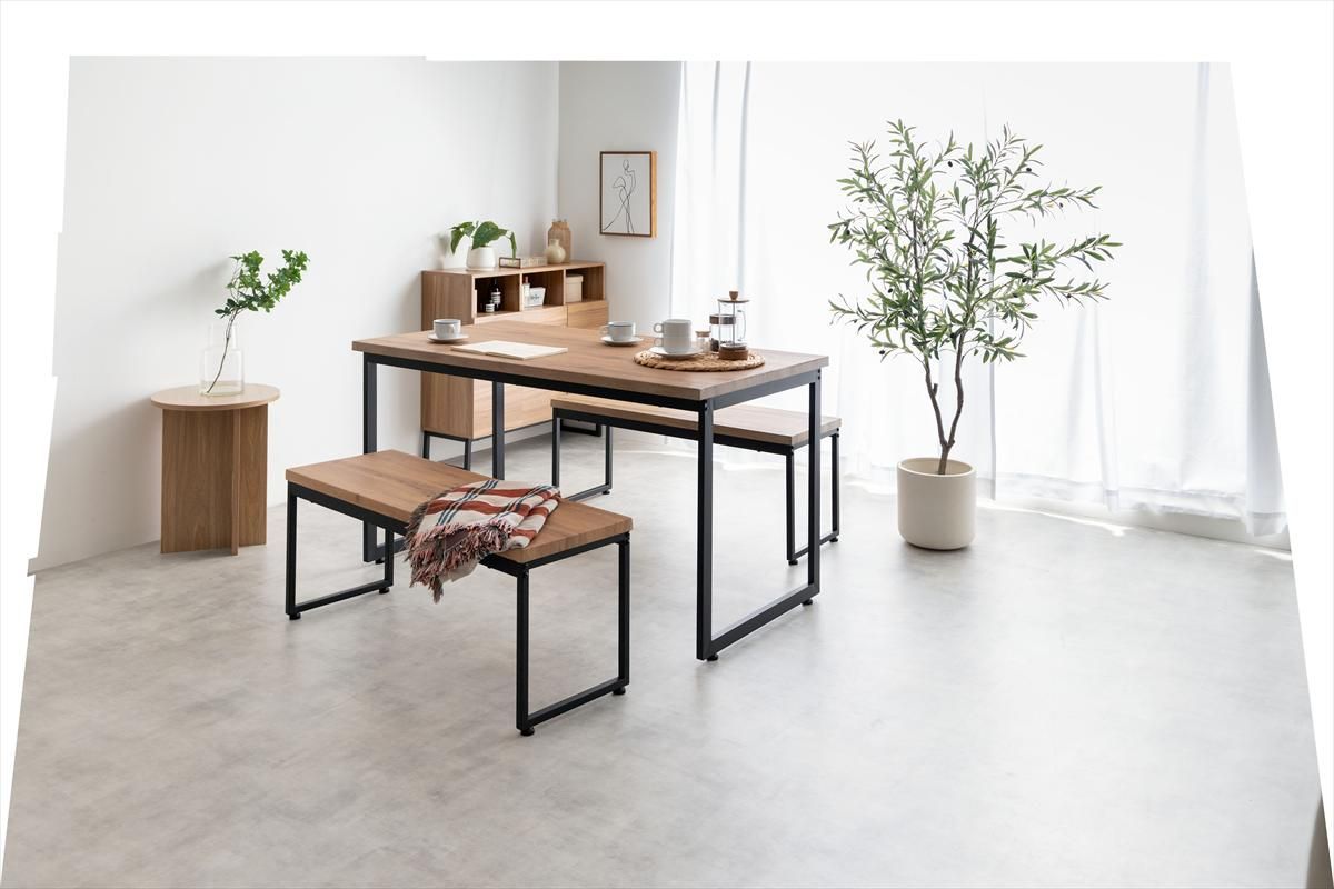 【3点セット】Moku 幅130cmダイニングテーブル+ダイニングベンチ2セット g350027]【3点セット】Moku ダイニングテーブル+チェア2脚 ダイニング