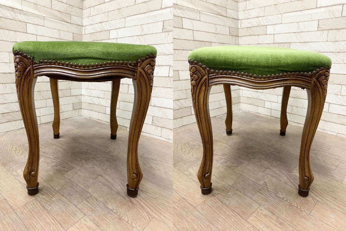 アンティーク スツール イタリア製 ハンドメイド 猫足 ロココ調 レトロ