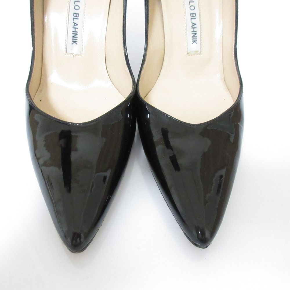 箱保存袋付き美品✨マノロブラニク レザーパンプス ポインテッドトゥ 黒 良品 MANOLO BLAHNIK マノロブラニク パテントレザー ポイン