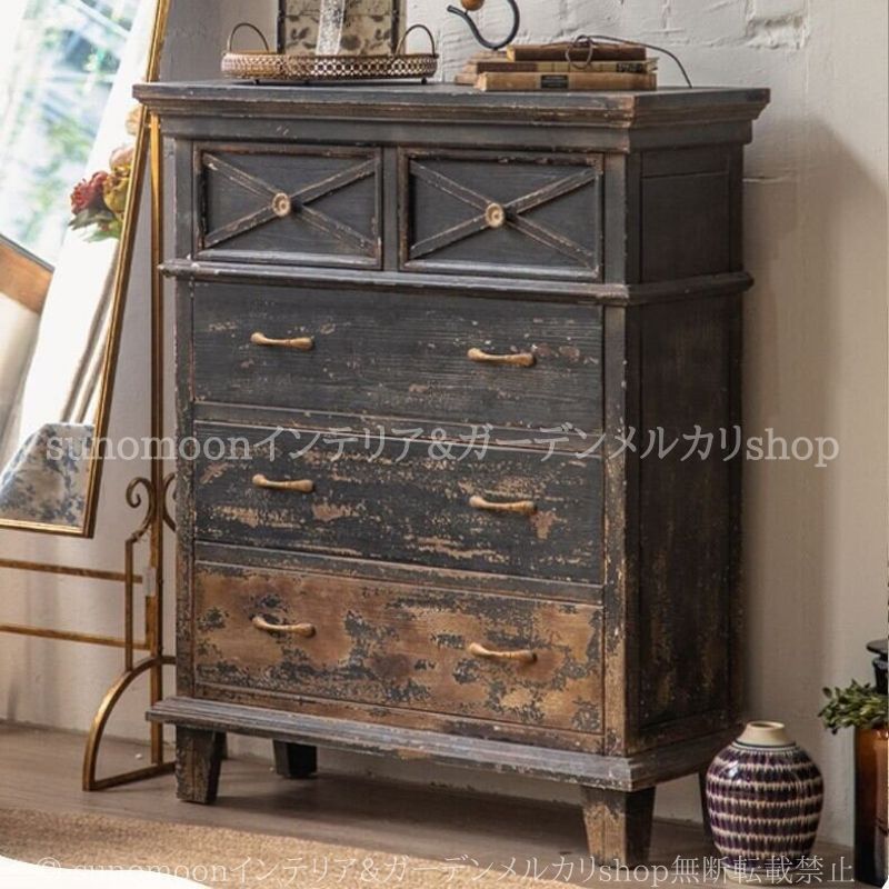 ヴィンテージ調 チェスト 4段 幅 98cm 箪笥 たんす おしゃれ かわいい ラグジュアリー 収納 インテリア アンティーク レトロ調 リビング 寝室