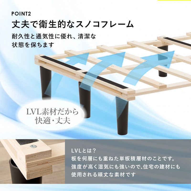 今日のわんこ送料無料すのこベッド セミダブル ボンネルコイル　マットレス 下収納  耐荷重180kg