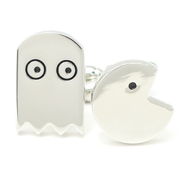 面白ユニークなパックマンのシルバーカフス カフスボタン カフリンクス cufflinks cuffs メンズ 男性 結婚式 ユニーク スポーツ ゲーム シルバー スーツアクセサリー専門店 父の日 ギフトにも ブライダル 披露宴 二次会 お呼ばれ パーティー お
