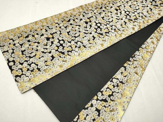 平和屋着物○西陣の名門 加納幸謹製 六通柄 京袋帯 舞梅文 黒地 金銀糸  