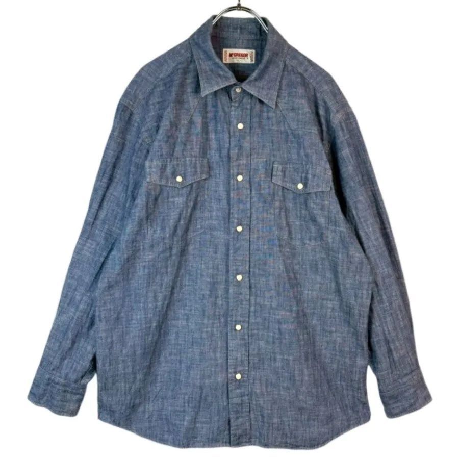 90sマックレガーMcGREGORデニムウエスタンシャツ長袖シャツ青ブルー