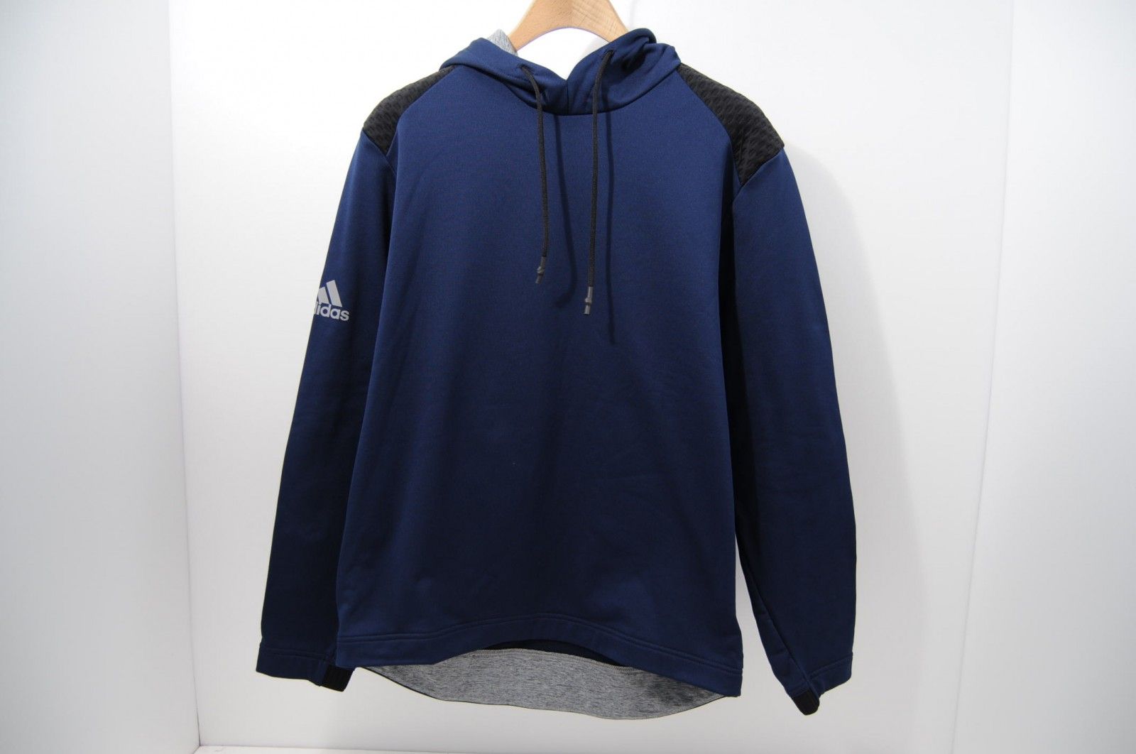 中古 メンズ アディダス adidas パーカー L  紺 ネイビー  長袖 裏起毛 シンプル