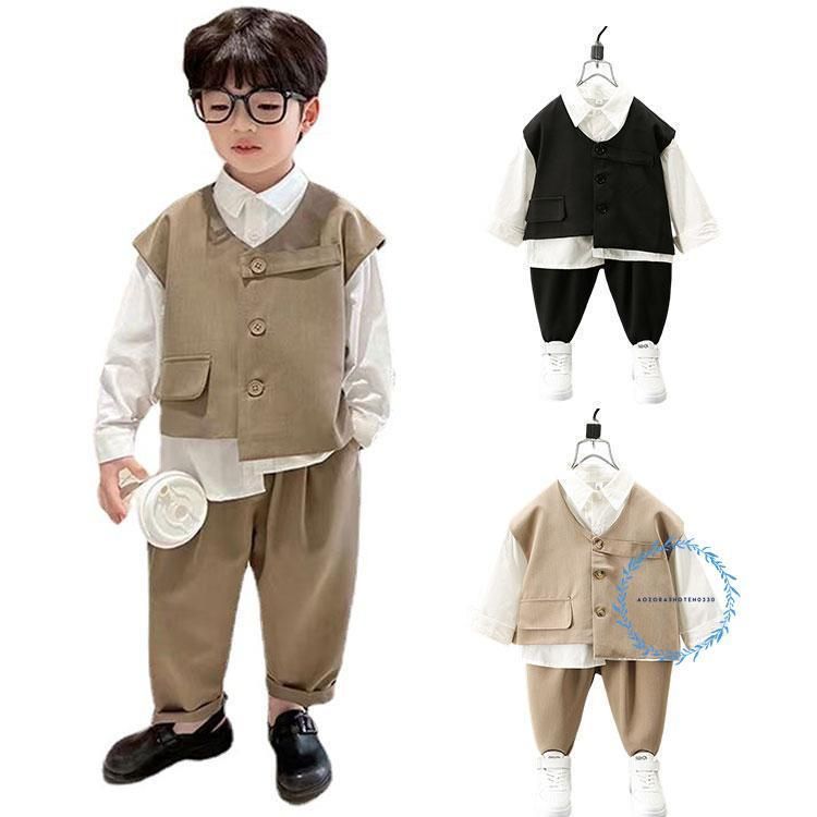 子供服 フォーマルスーツ フォーマルスーツ ベビー キッズ スーツセット セットアップ シャツ+ベスト＋ズボン おしゃれ 卒業式 入学式 発表会 入園式 結婚式