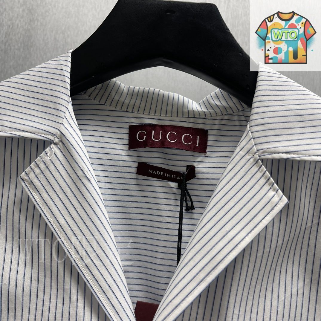 今日WTO】Gucci 刺繍ストライプ コットンシャツ-BB71 - メルカリ