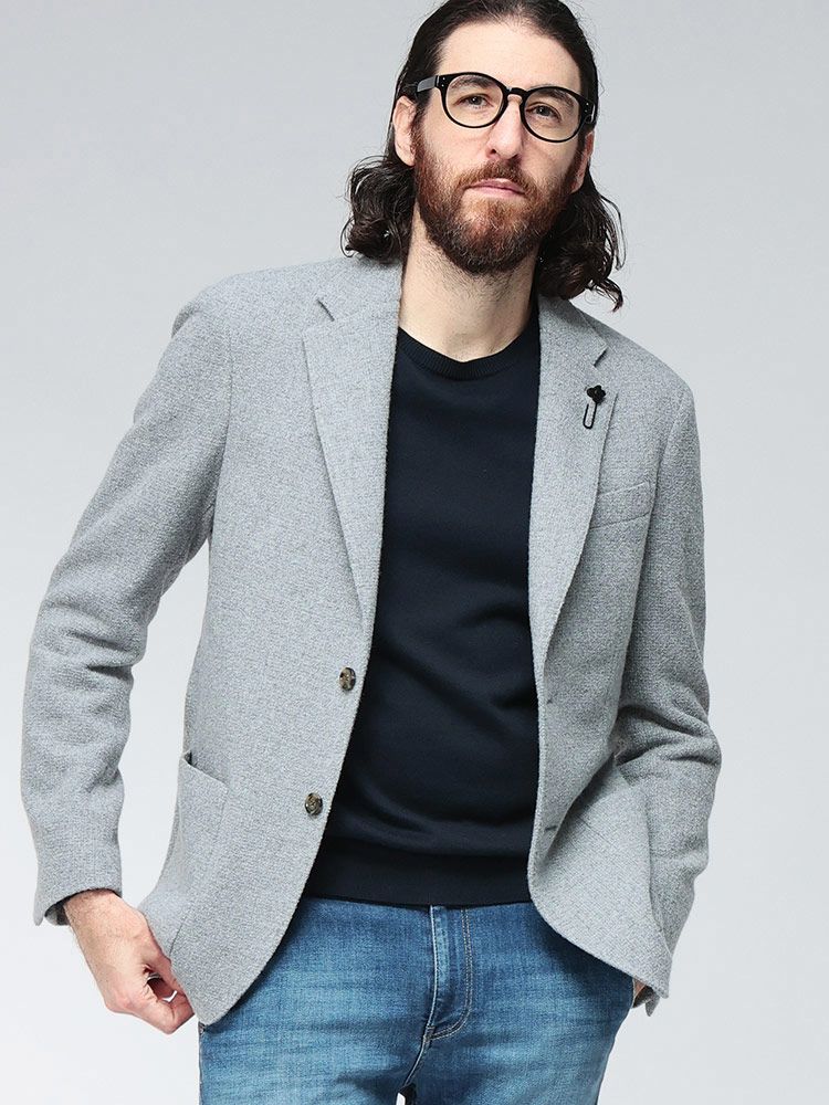 LARDINI ラルディーニ ブークレ シルクカシミヤブレンド シングル ジャケット
