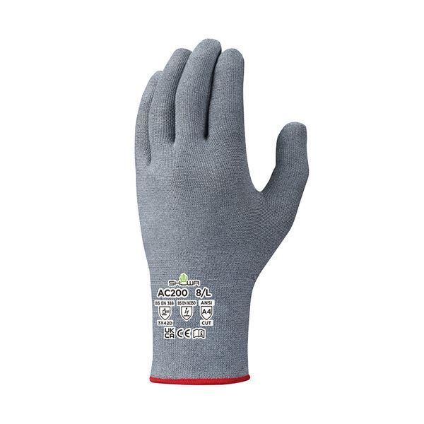 ショーワグローブ AC200 制電フォルテックスフィット手袋 S グレー AC200-S 1セット 60双 使い捨て手袋 使いきり手袋