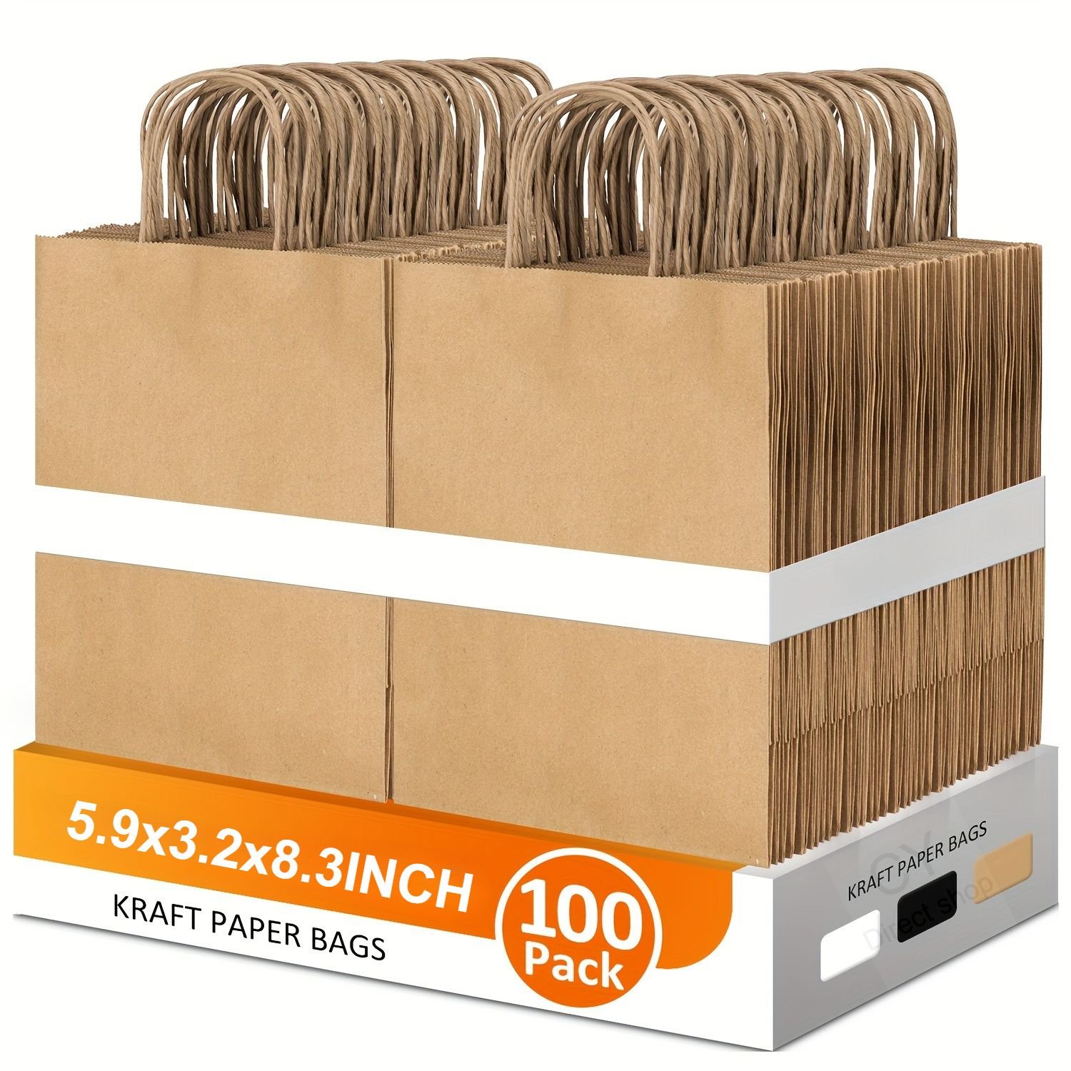 100個、14.99×8.13×21.08cmの商用ギフトバッグ、ハンドル付き再利用可能な紙製ギフトバッグ、中型ギフトペーパーバッグ、パーティーウェア、結婚式ギフトバッグ、ショッピングバッグ、小売