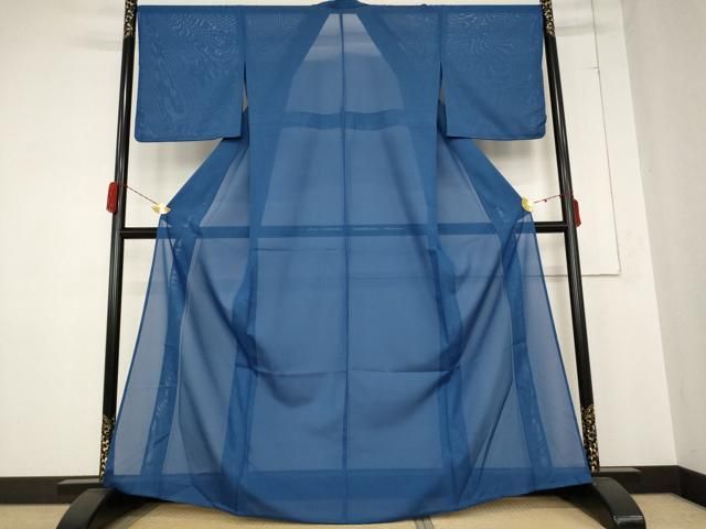 平和屋着物＊夏物 色無地 絽 瑠璃色 洗える着物 ♥ AABB0573st