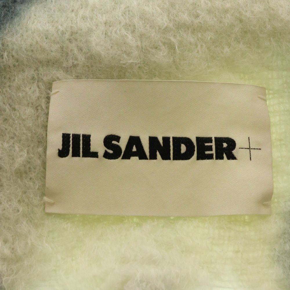 JIL SANDER ジルサンダープラス 21 AW スペイン製 パターン モヘアウール マフラー ホワイト ネイビー グリーン