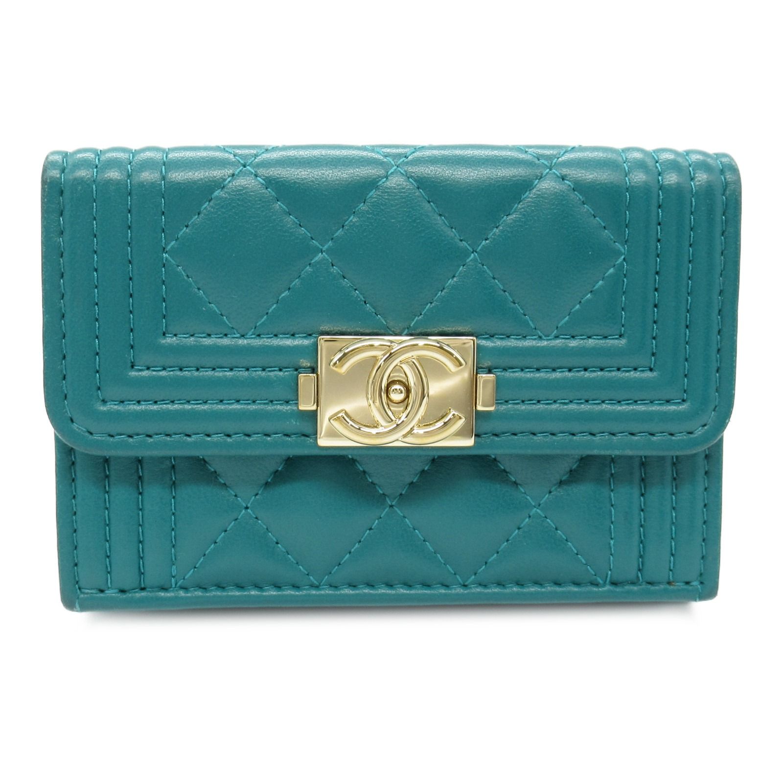 シャネル CHANEL 三つ折り財布 ボーイシャネル 三つ折財布 エメラルド