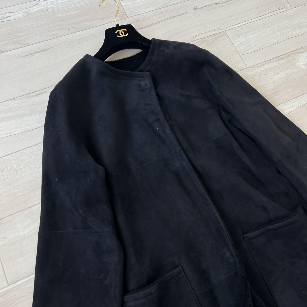 近年タグ ヨシエイナバ ノー ロングムートンコート 裏ボア