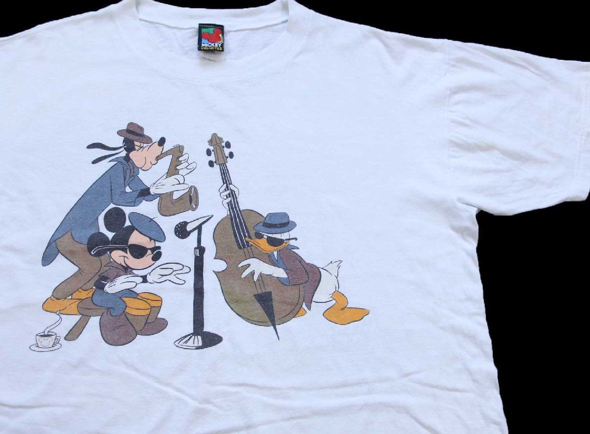 00s DISNEYオフィシャル Hanes Tシャツ ドナルド 両面プリント Disney×Hanes】ディズニー ミッキードナルド アメフト柄半袖t