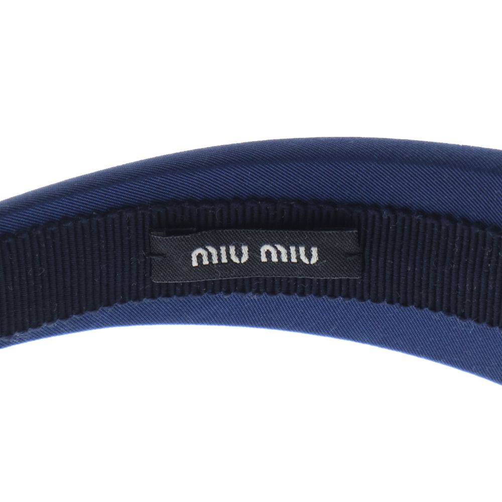 miumiu ストア (ミュウミュウ) ロゴカチューシャ ネイビー ナイロン