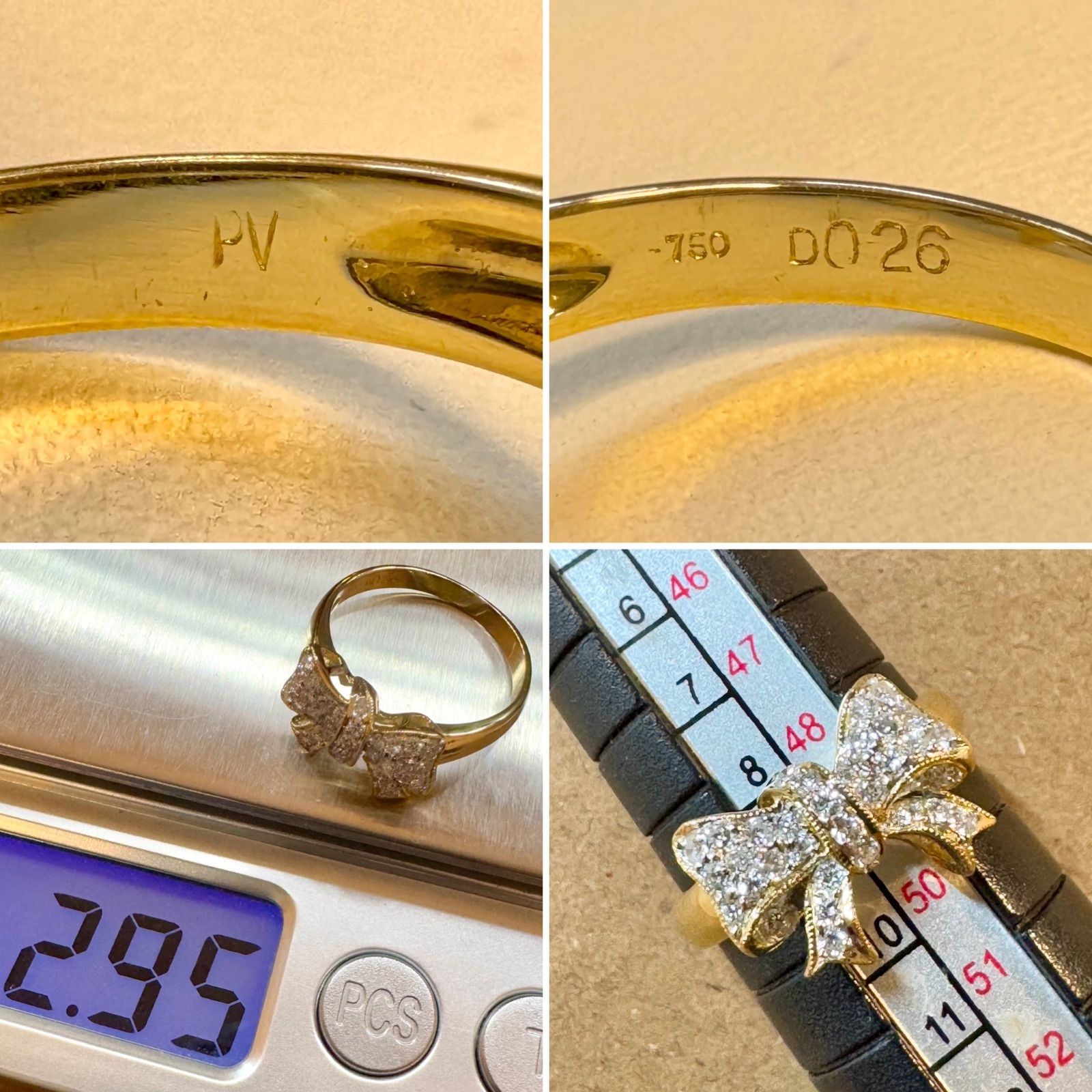 お値下げ◆新品磨き済◆ポンテヴェキオ◆K18YG/WG*9号リボンモチーフリング 新品磨き済◇ポンテヴェキオ◇K18YG/WG*9号*リボンモチーフリングの