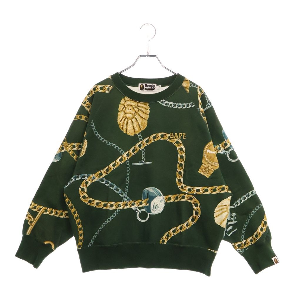 A BATHING APE (アベイシングエイプ) BAPE JEWELS CREWNECK ロゴ刺繍 