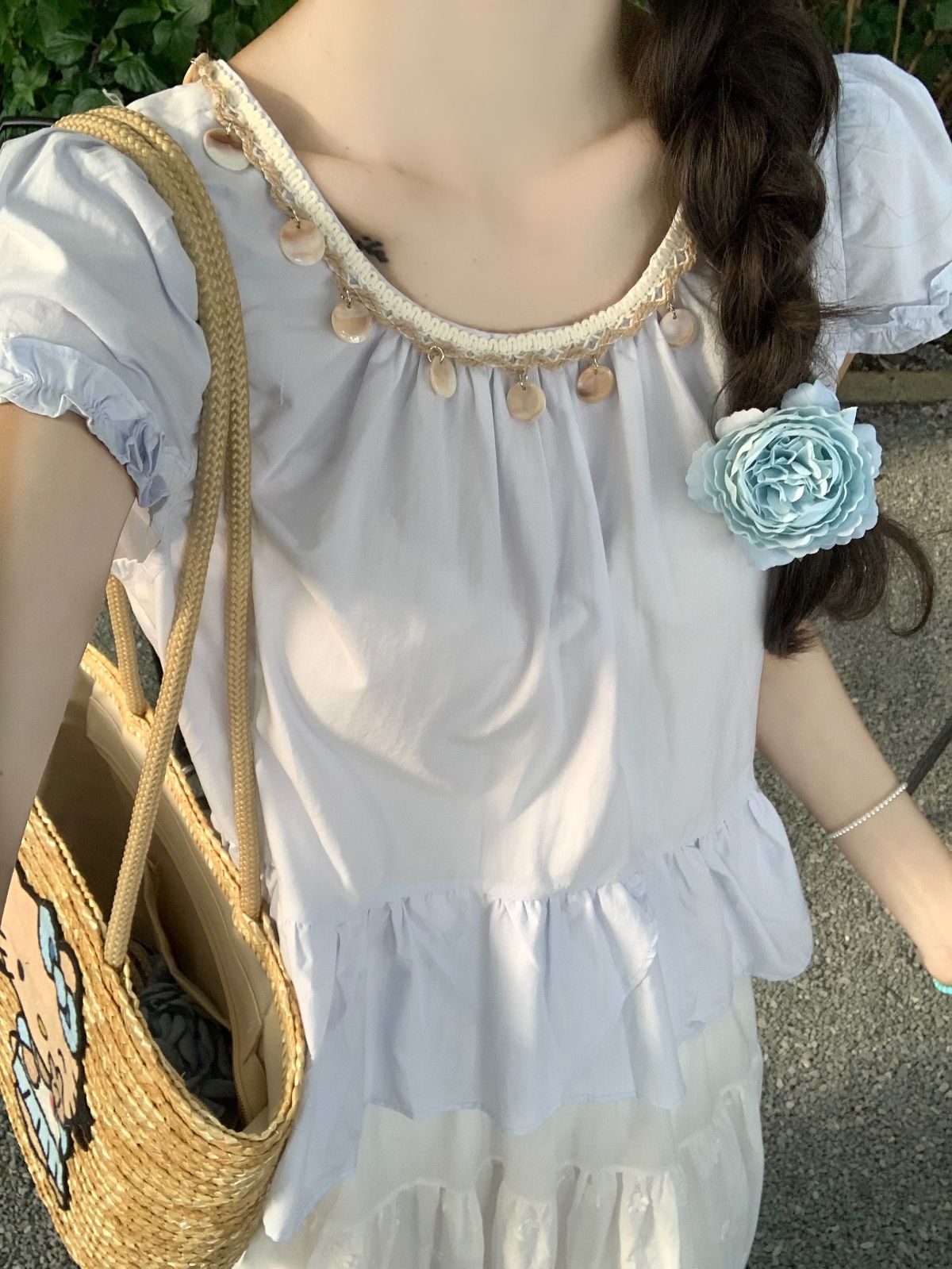 編み込みシェル無地スーツドレス
