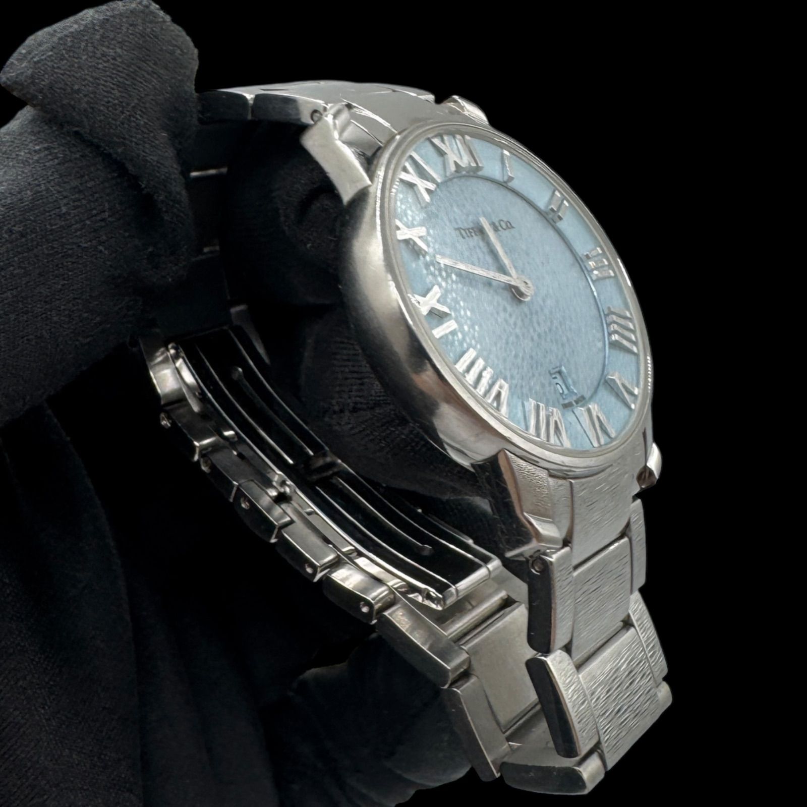 稼働 良品 TIFFANY&Co. ティファニー アトラス 2ハンド デイト