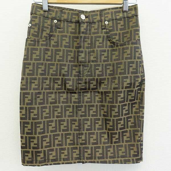 フェンディ FENDI イタリア製 スカート タイト ズッカ柄 ロゴボタン 総ロゴ a964491