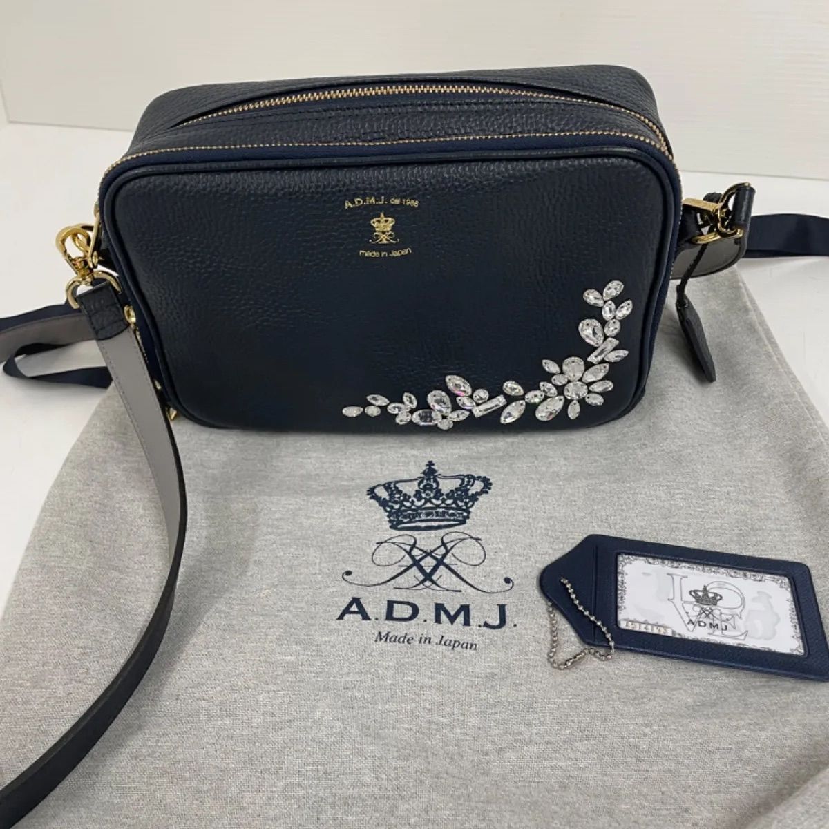 A.D.M.J ラインストーンショルダーバック スクエアショルダーバック 