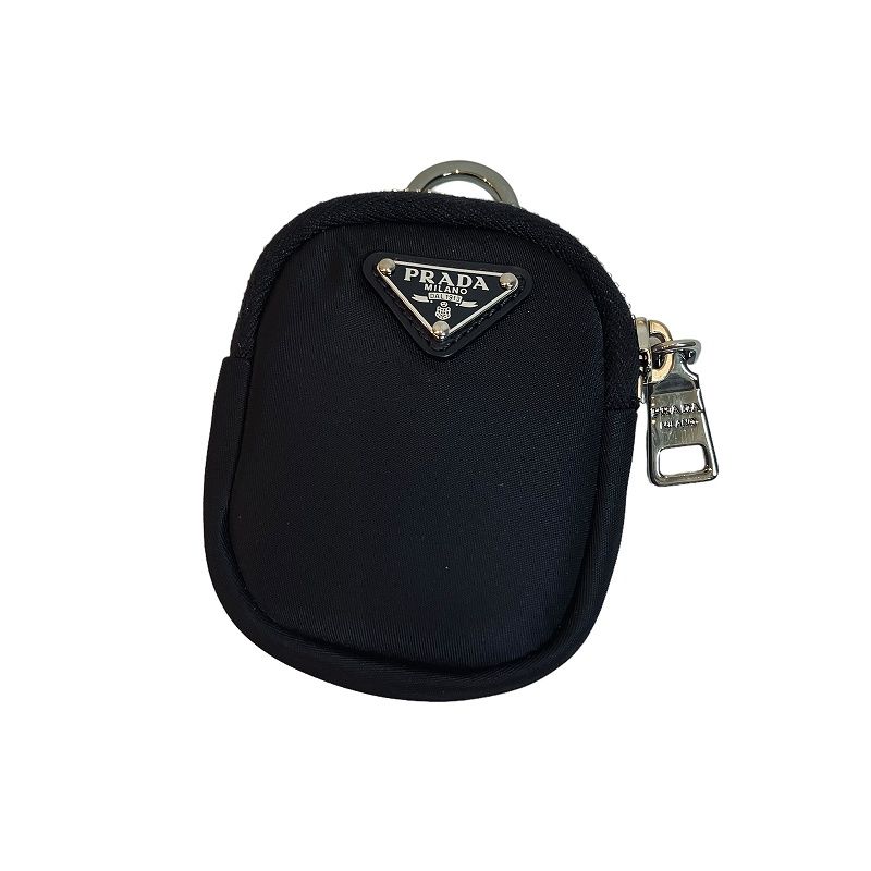 プラダ　ミニポーチナイロン 三角ロゴ イヤホンケース 黒 ブラック プラダ PRADA ミニポーチ ナイロン 三角ロゴ イヤホンケース 黒