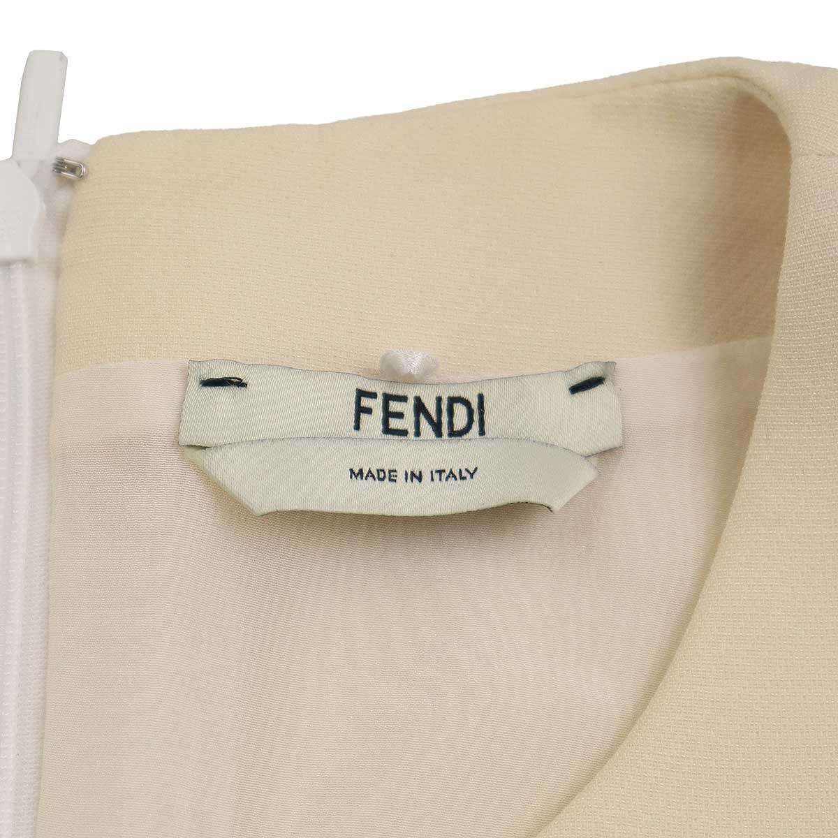 FENDI フェンディ チェーンスタッズ ウールシルクワンピース FD9226 アイボリー 38 - メルカリ