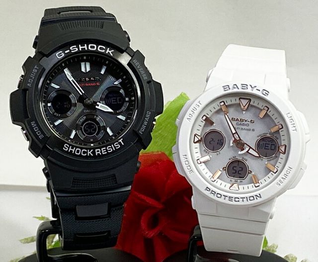 恋人たちのGショックペア G-SHOCK BABY-G ペアウォッチ ペア腕時計 カシオ 2本セット gショック 電波ソーラー AWG-M100SBC-1AJF BGA-2500-7AJF ラッピング無料 手書きのメッセージカード 
