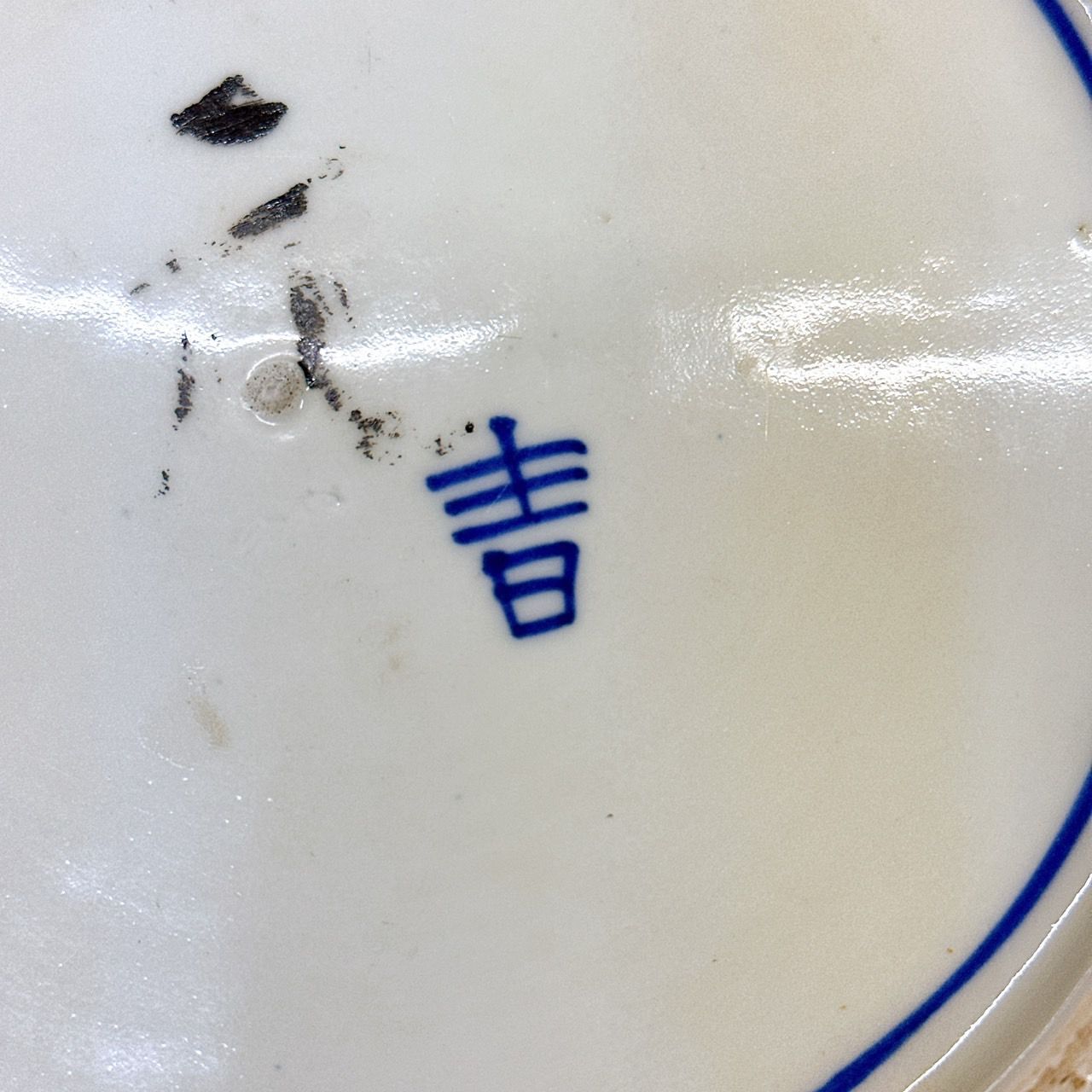 古伊万里 手描き 染付 隅切り 角皿 明治時代 大皿 八角皿
