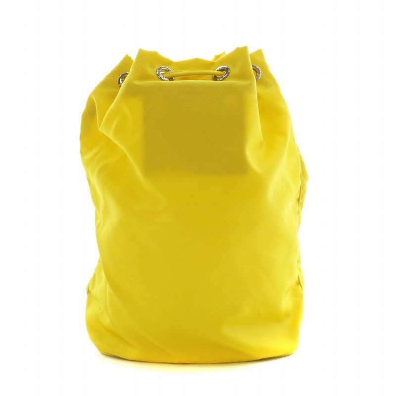 プラダ PRADA ポーチ 巾着 テスートナイロン ロゴ 三角プレート 黄色