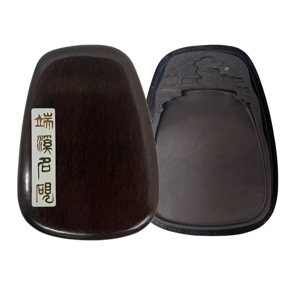 瑞渓硯 書道具 中国硯 風景/中国墨 桐油漆煙 清蘭 古愉麋 光緒戌子