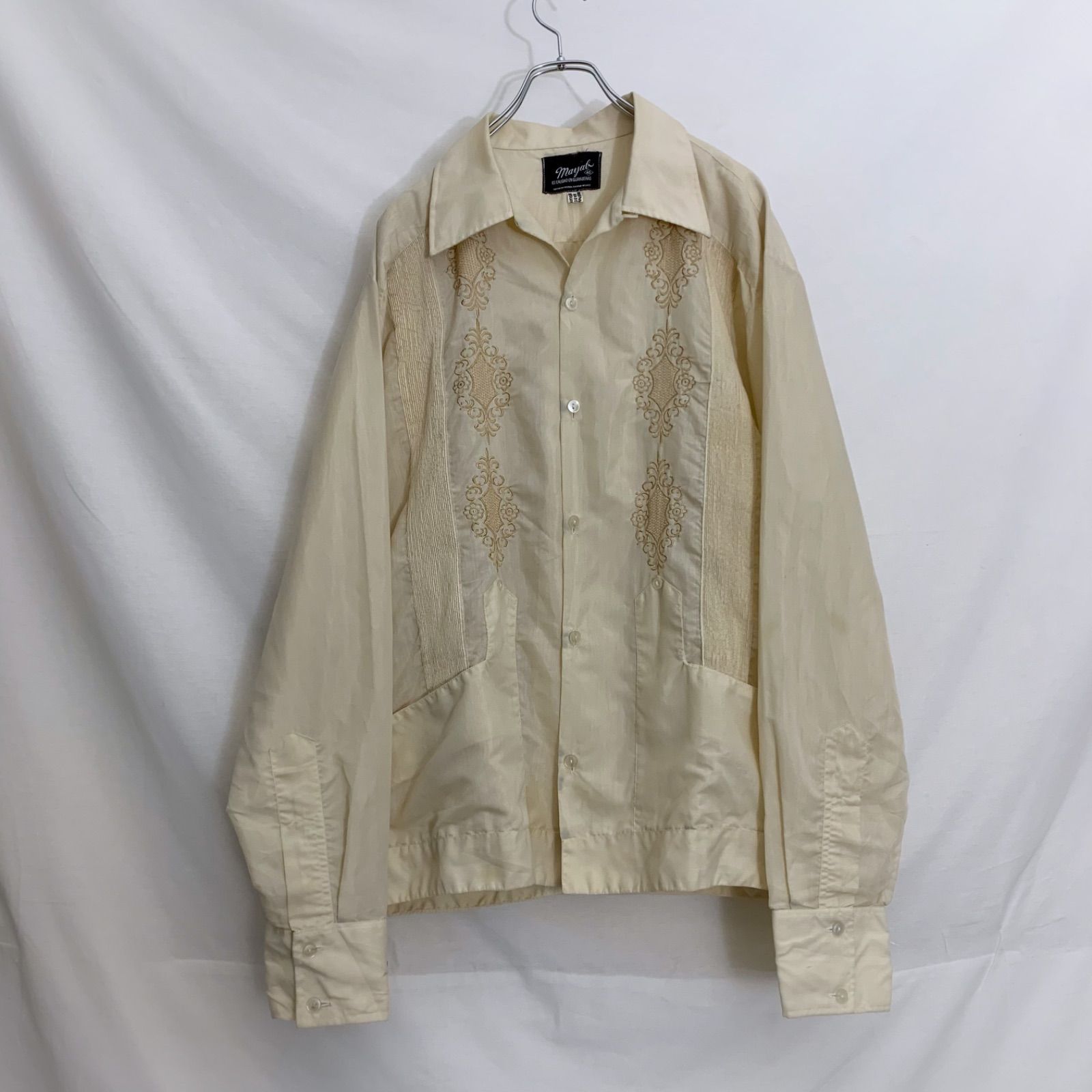 70s キューバシャツ 長袖 メキシカンシャツ グアヤベラ 長袖シャツ 