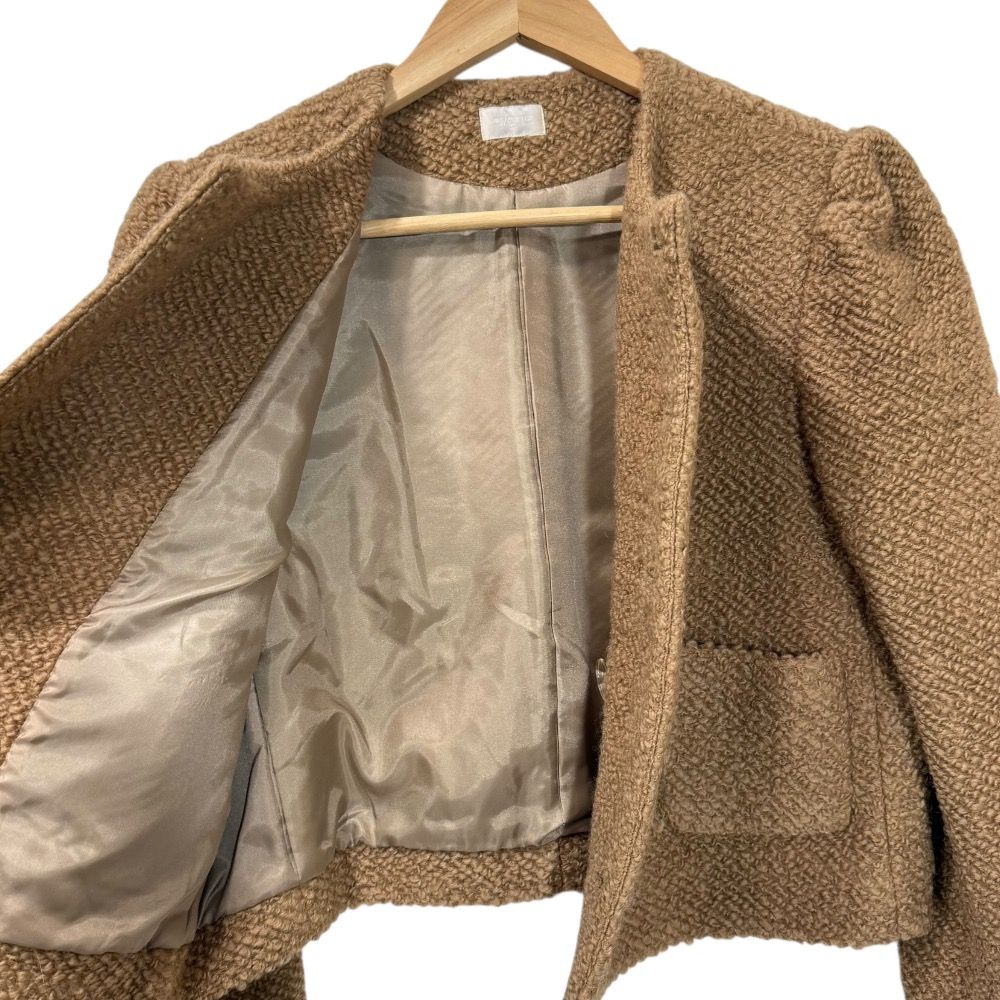 美品✨　cygne モコモコジャケット　ノーカラー　金ボタン　ダブル 0 美品 クリーニング済み cygne シーニュ 金ボタン ノーカラー