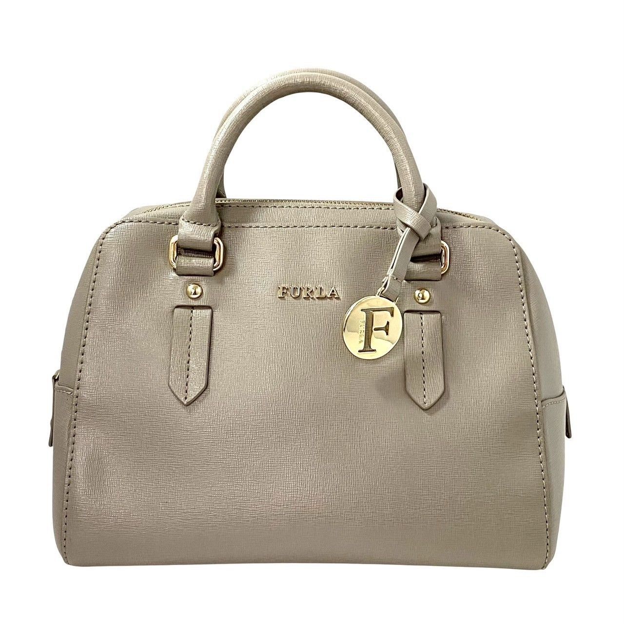 ✨️美品 FURLA ジュリア 2WAY ショルダーバッグ グレージュ レザー FURLAフルラ グレージュ ヴィットリア Sドーム 2wayレザー