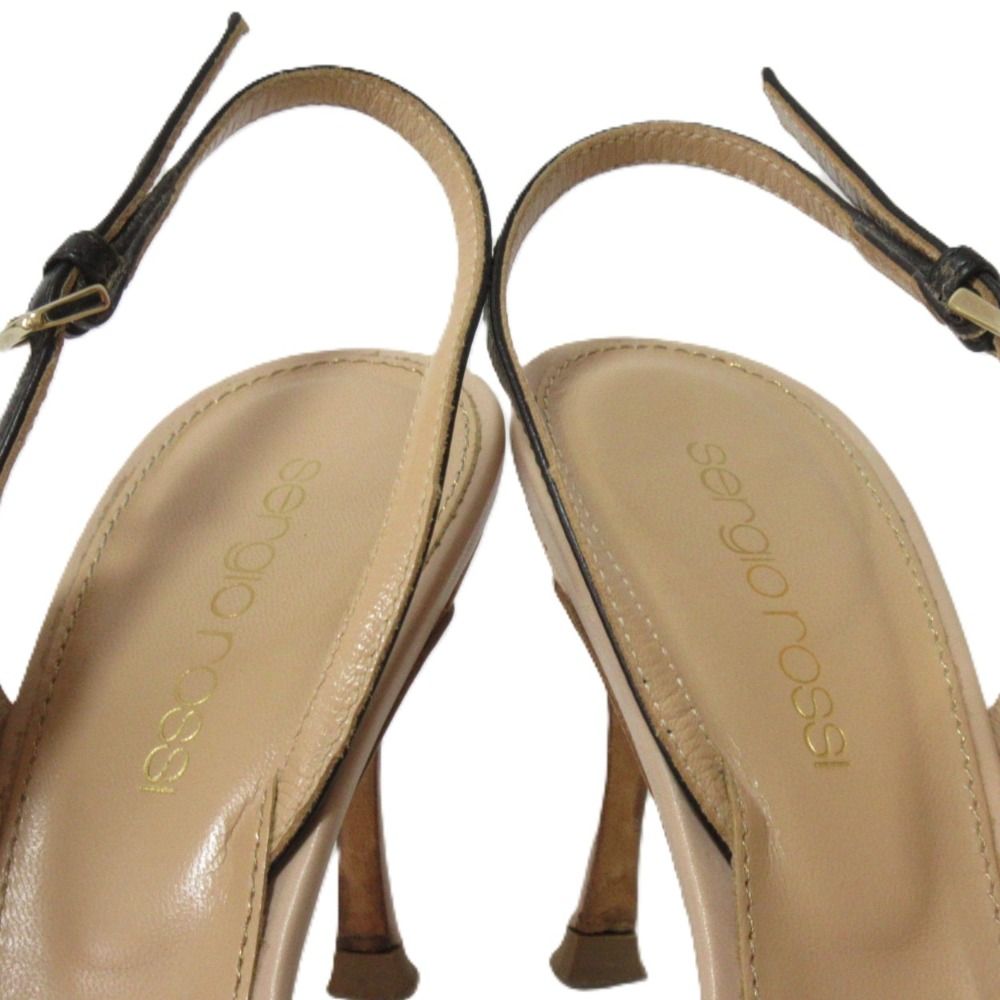 Sergio Rossi ポインテッドトゥ スリングバック パンプス 美品 Sergio Rossi セルジオロッシ レザー ポインテッドトゥ
