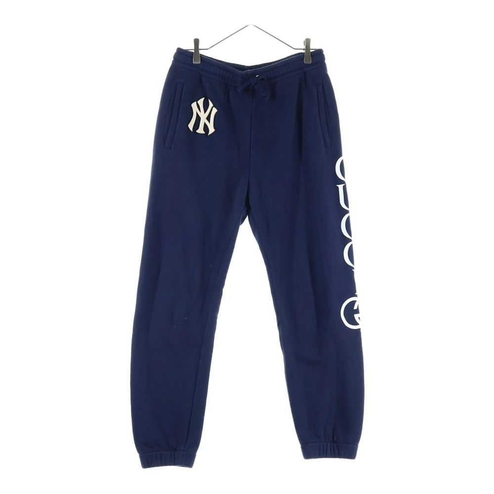 GUCCI グッチ 18AW ×MLB NewYork Yankees ニューヨーク ヤンキース ロゴパッチ スウェットパンツ ネイビー 497252 X949B