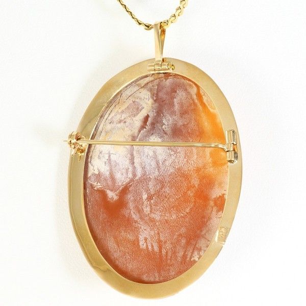 K14YG ネックレス necklace ブローチ brooch シェルカメオ 総重量約12.6g 約39cm FORTGASGNV_COM_BR