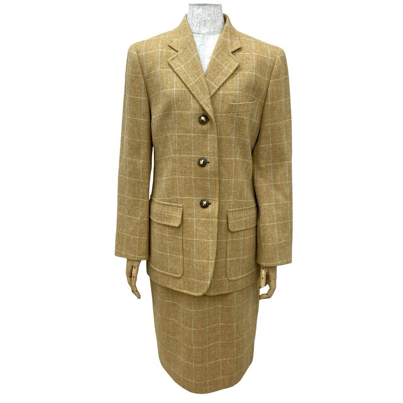 Burberrys バーバリーズ ヴィンテージ シャドーホース ボタン ウール セットアップ スーツ 40サイズ レディース ベージュ 12172