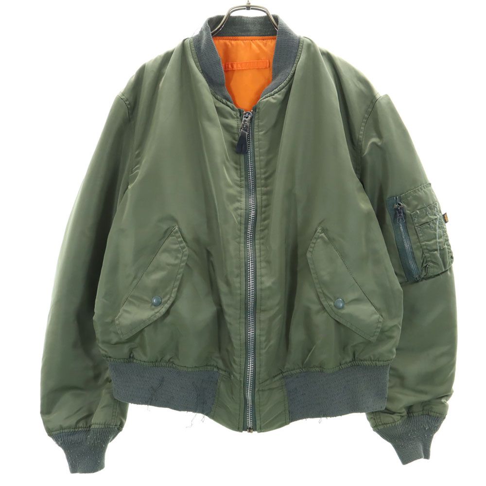 アルファインダストリーズ USA製 長袖 MA-1 フライトジャケット L カーキ系 ALPHA INDUSTRIES INC メンズ