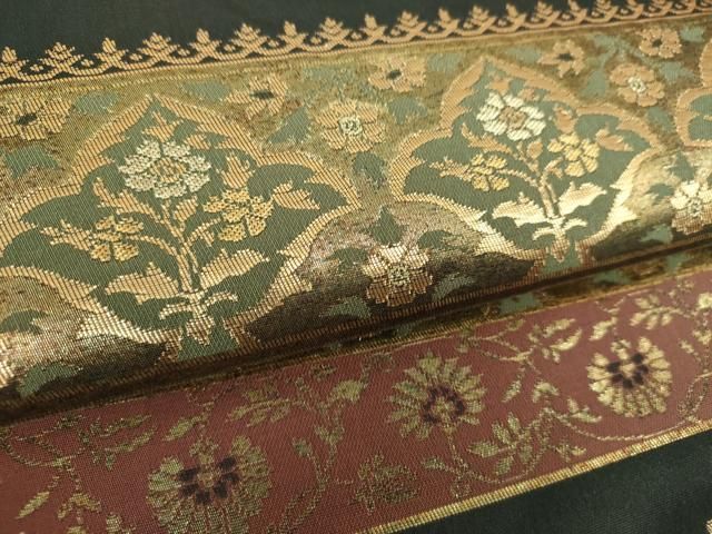 平和屋着物○六通柄袋帯 ロイヤル錦 宮廷華紋 黒地 金糸 正絹 逸品