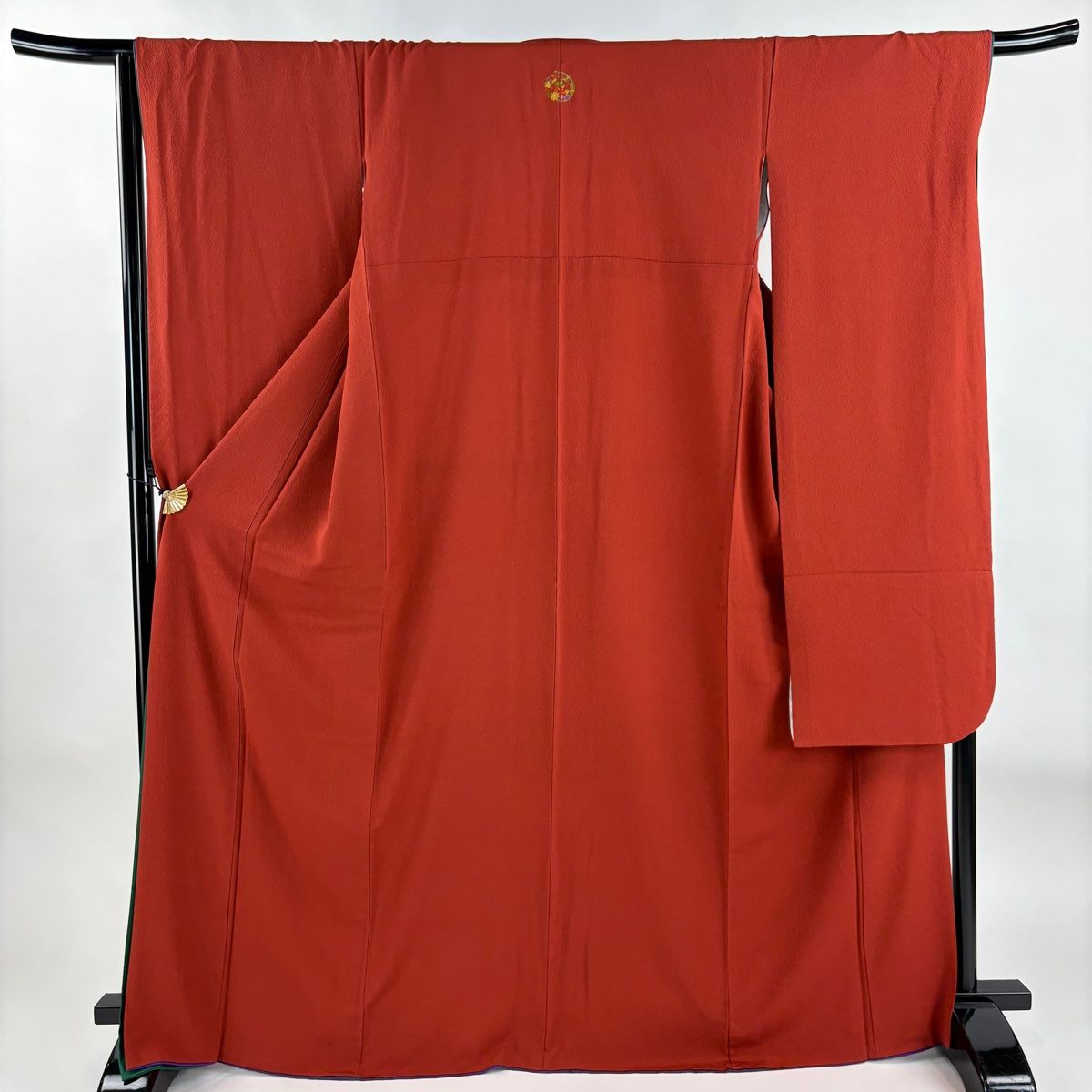 美品】 振袖 身丈168cm 裄丈66.5cm M 袷 縮緬 赤茶 正絹 名品 三つ紋 