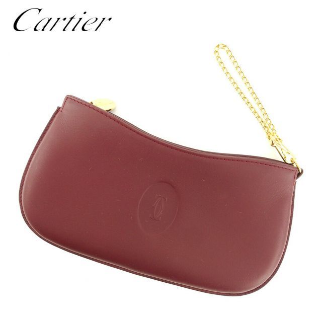 カルティエ ポーチ 小物入れ マストライン ボルドー ゴールド レザー Cartier  T7738S 