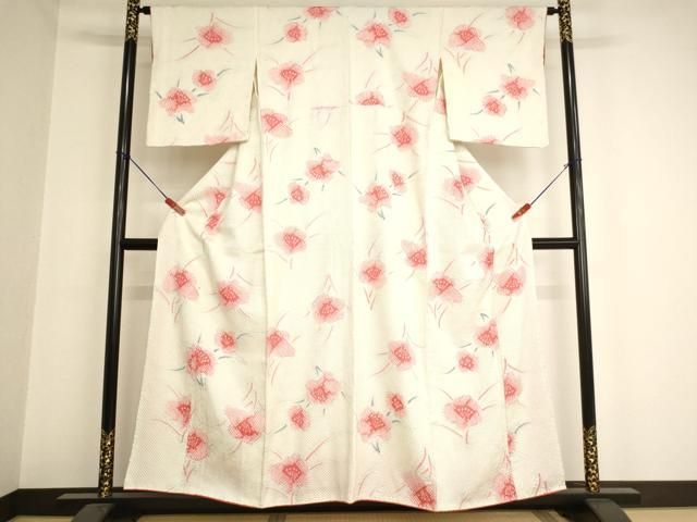 平和屋着物▽上質な小紋 単衣 絞り 変わり斜線文 正絹 逸品 DAAQ3603az