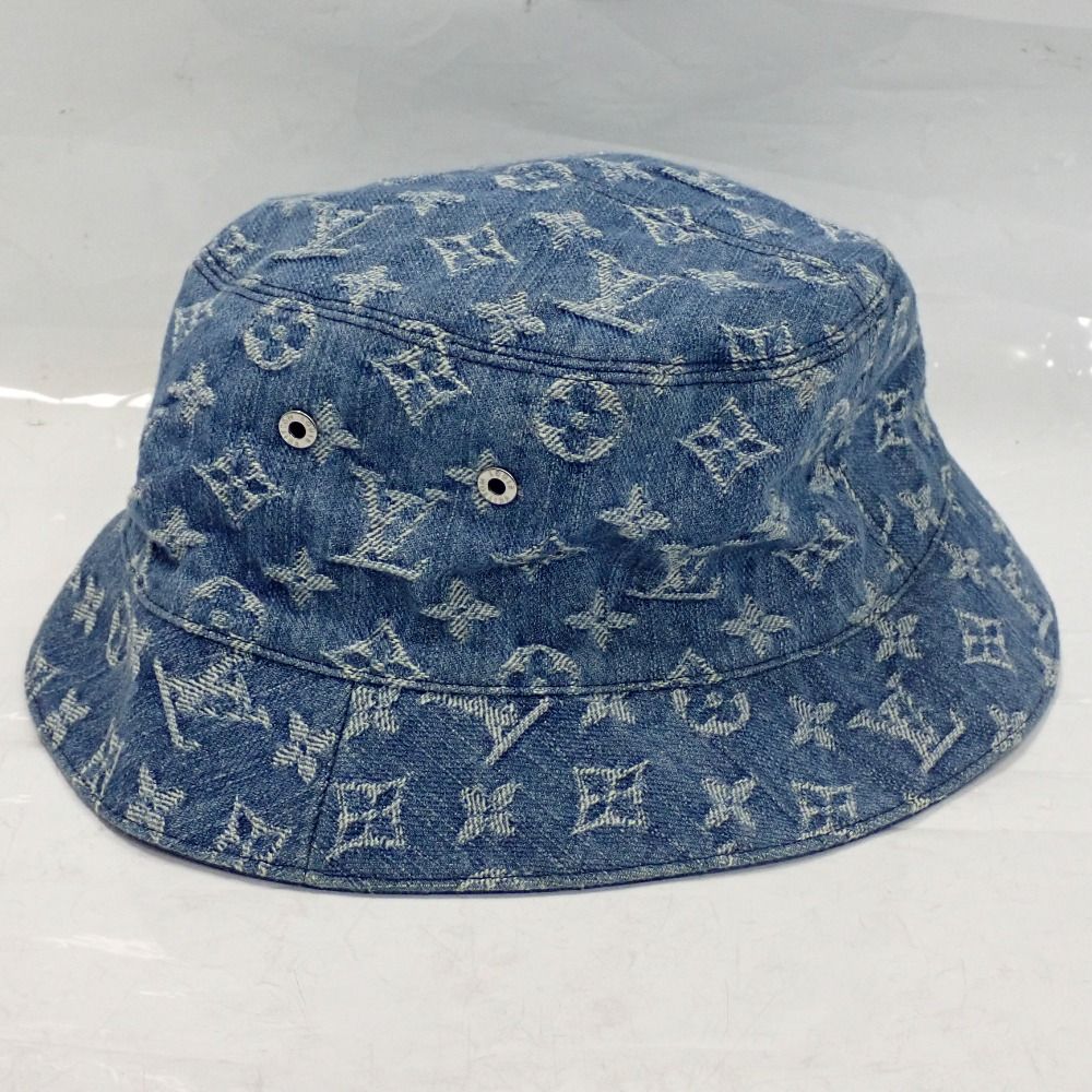 Th997291 ルイ ヴィトン バケットハット モノグラム エッセンシャル M78772 デニム ブルー系 サイズ 58 LOUIS VUITTON 良好